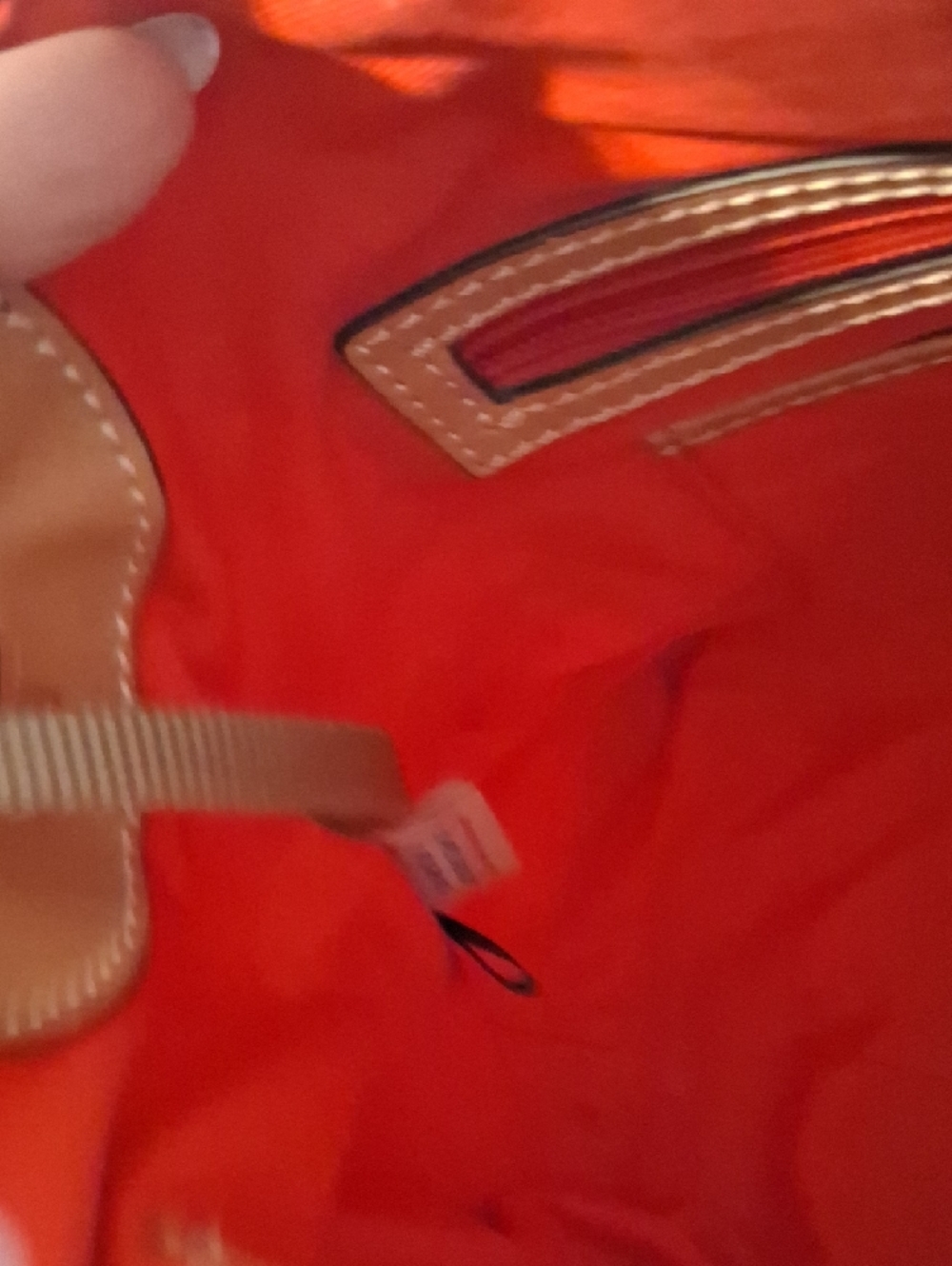 Dooney & Bourke Navy and White Striped Tote with Tan Trim - Picture 7 of 7
